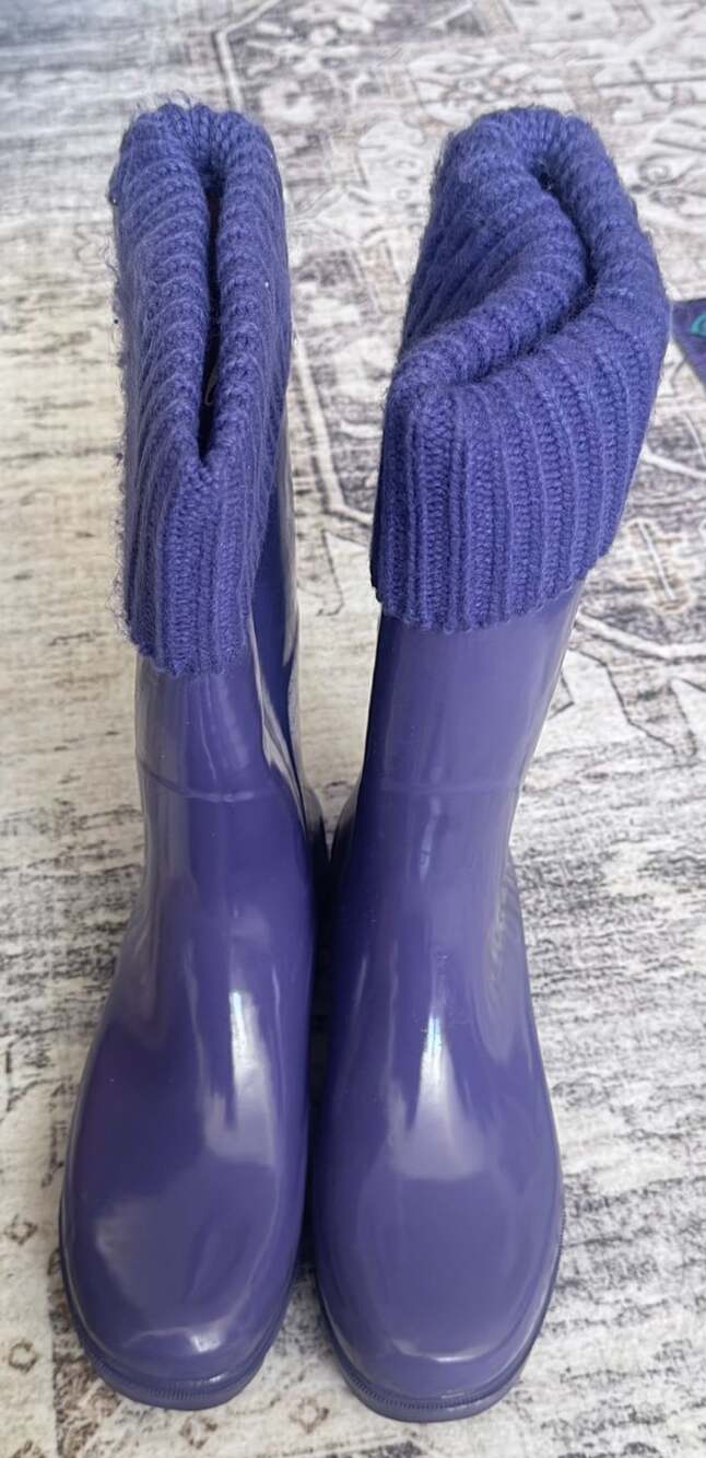 Capelli New York Purple Knit Cuff Rain Boots